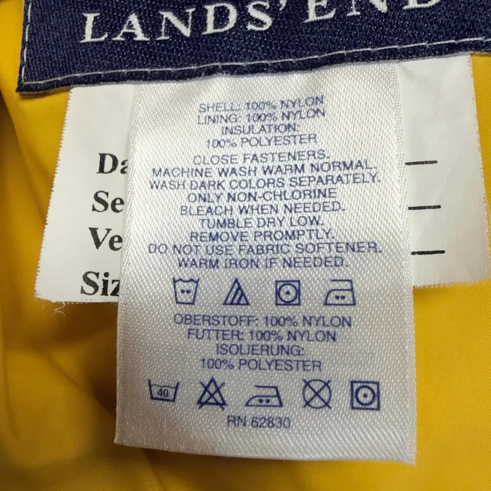 Lands End Unisex Kids Puffer Vest Tie Dye Snap Button Close Orange Blue Medium